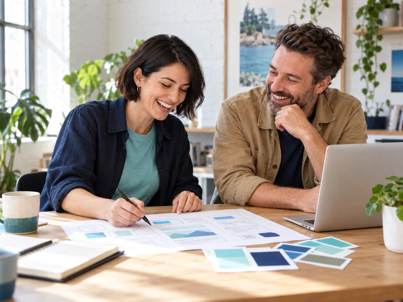 Creative concept portrait: a designer and business owner enjoying a planning session